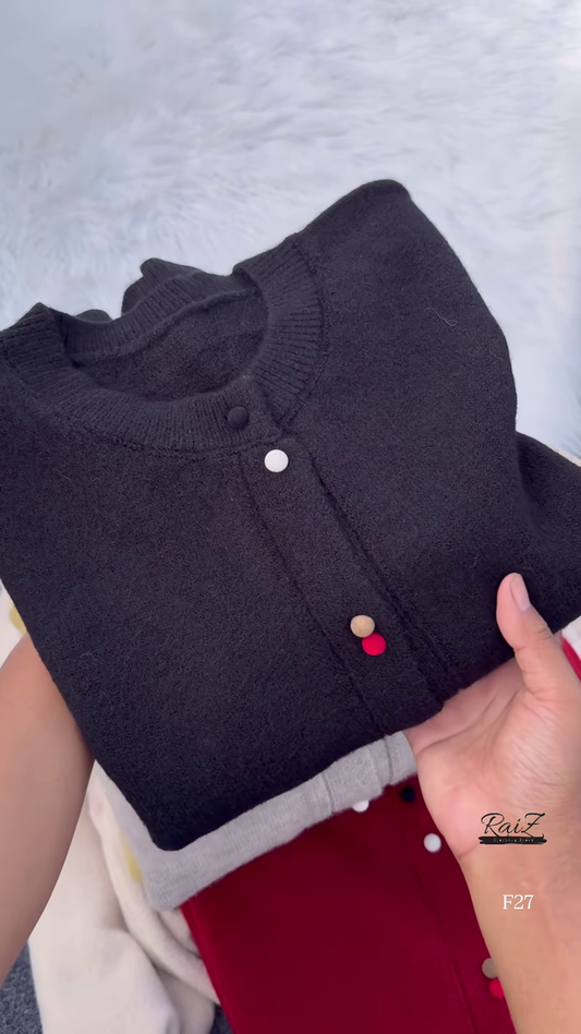 Colorful Buttoned Sweater Collection 🧶 Available in Red, Beige, Yellow, Gray & Black