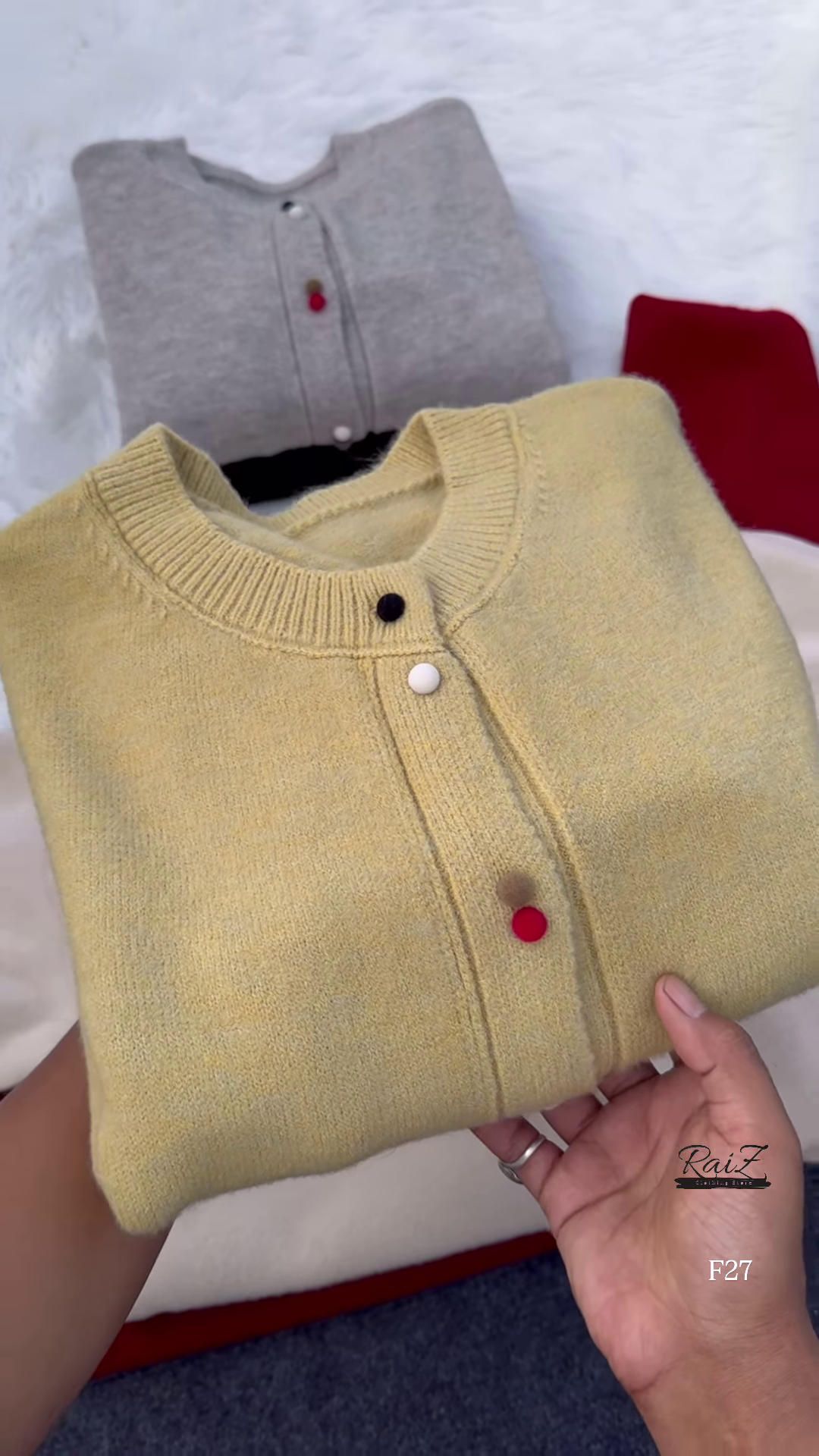 Colorful Buttoned Sweater Collection 🧶 Available in Red, Beige, Yellow, Gray & Black