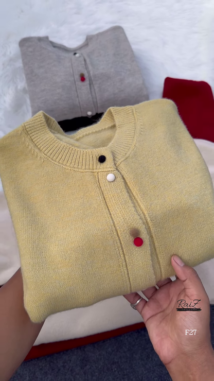 Colorful Buttoned Sweater Collection 🧶 Available in Red, Beige, Yellow, Gray & Black