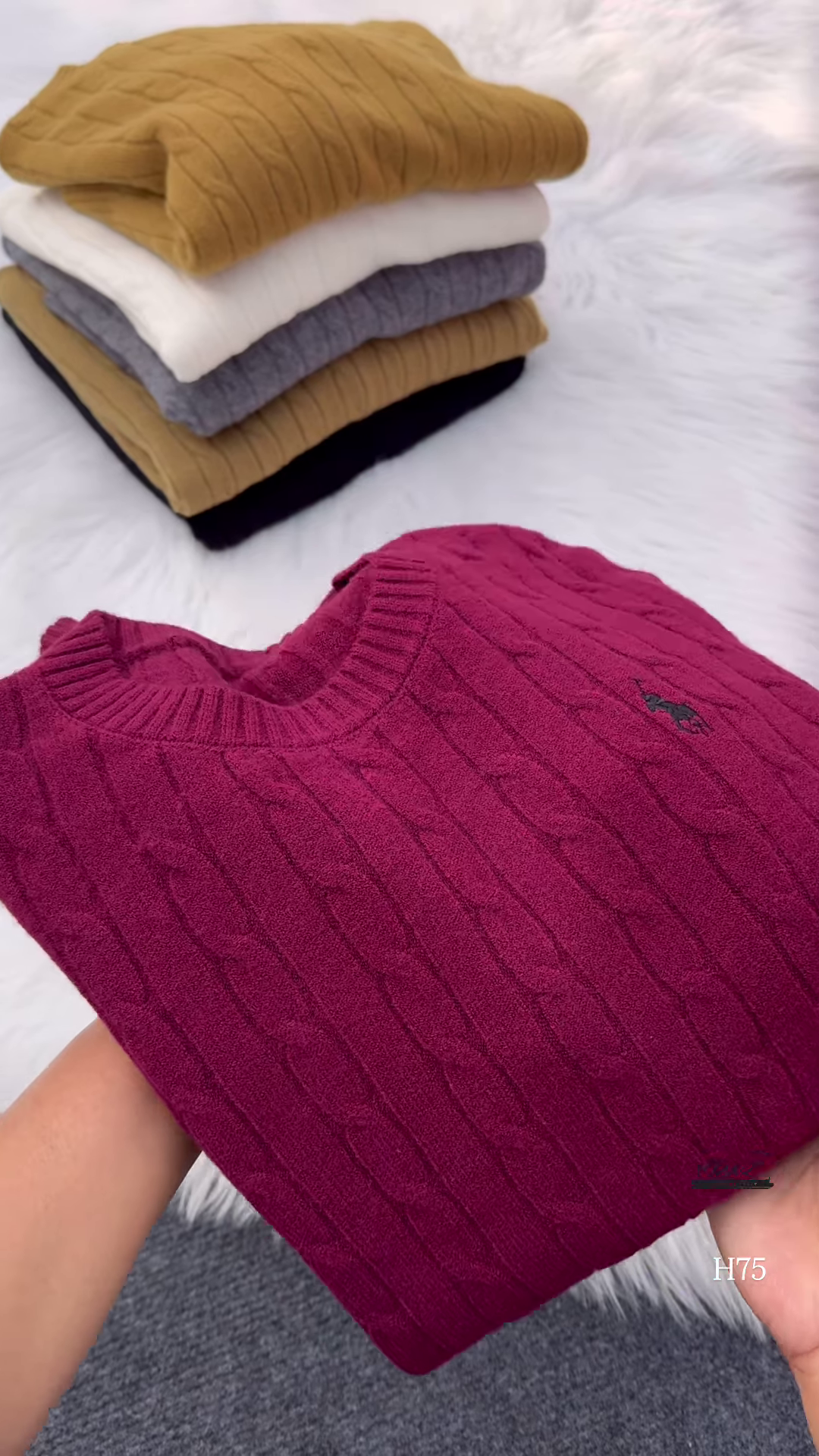 Cable-Knit Embroidered Sweaters 🧥 Available in Black, Beige, White, Gray, Mustard & Burgundy