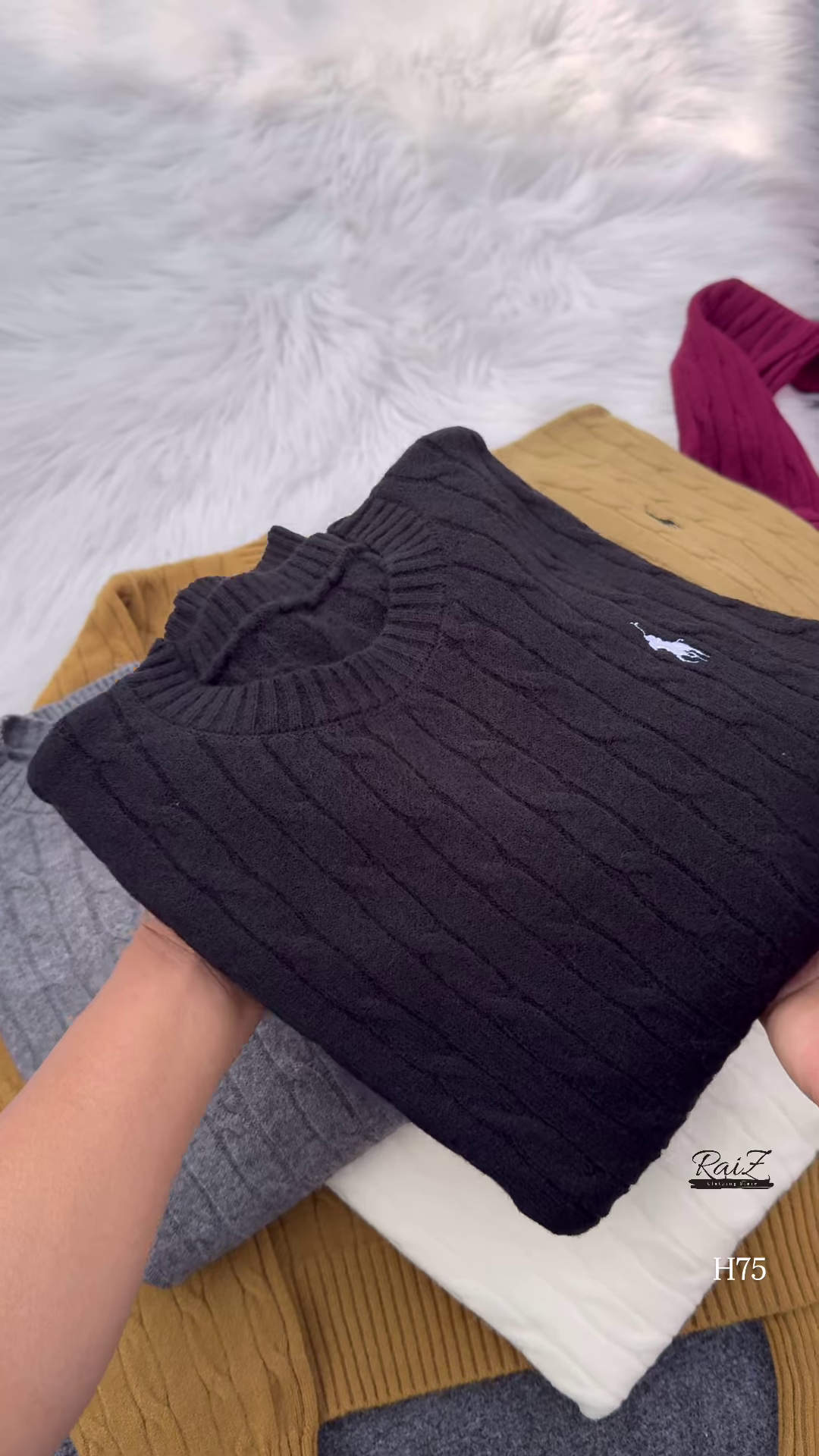 Cable-Knit Embroidered Sweaters 🧥 Available in Black, Beige, White, Gray, Mustard & Burgundy