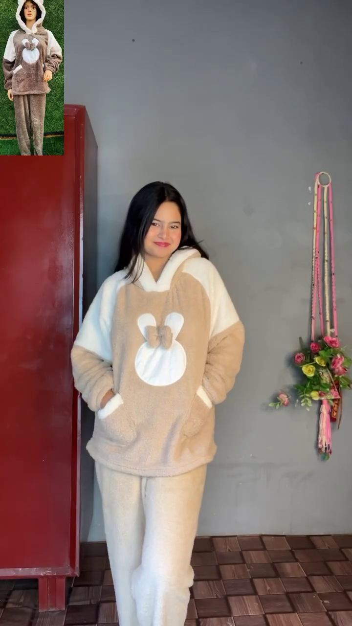 Plush Teddy Embroidery Nightwear Set – Soft, Snuggly Lounge Comfort for All Ages 🧸✨