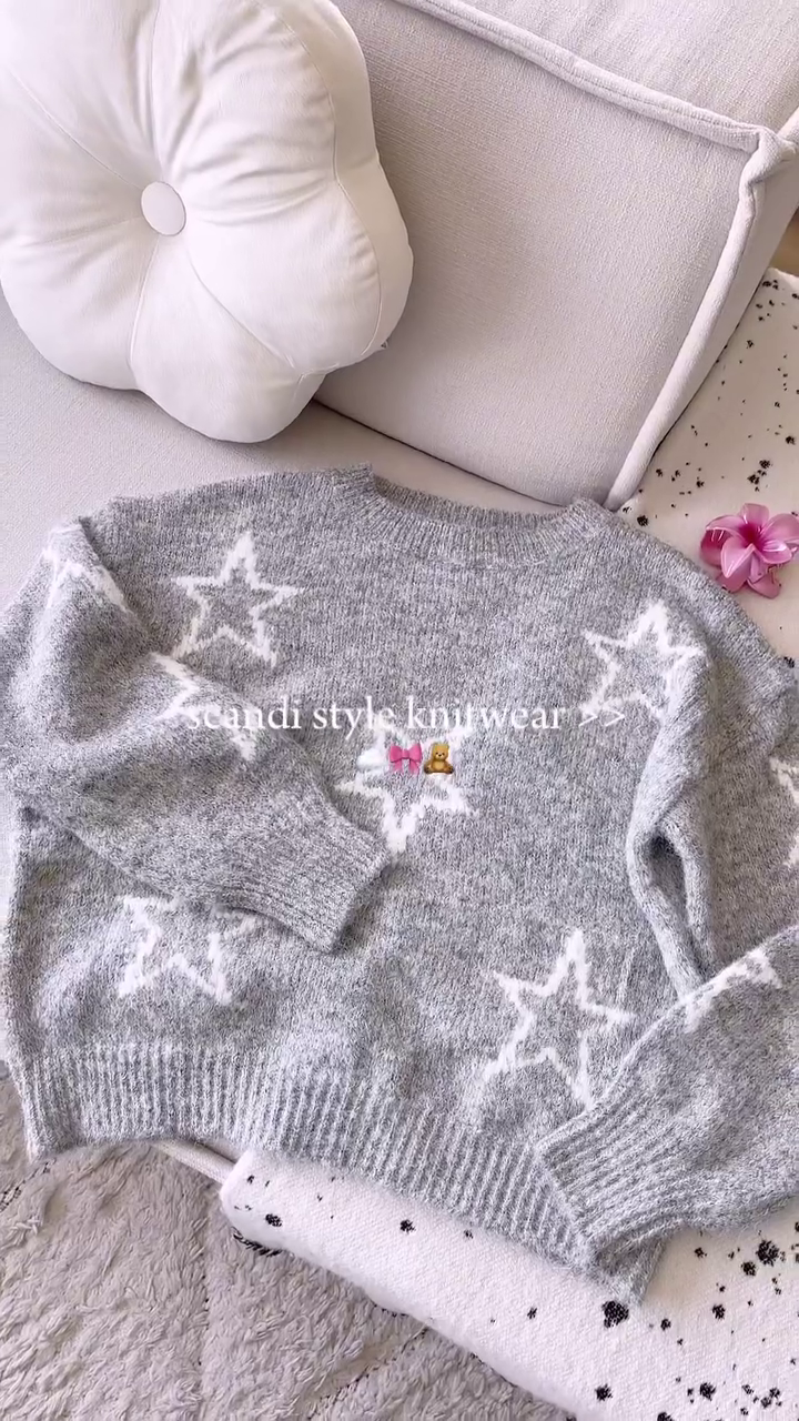 Scandi-Style Knitwear Stack 🧶 Ribbed Cardigans & Striped Sweaters – Pink, Grey, Navy & More