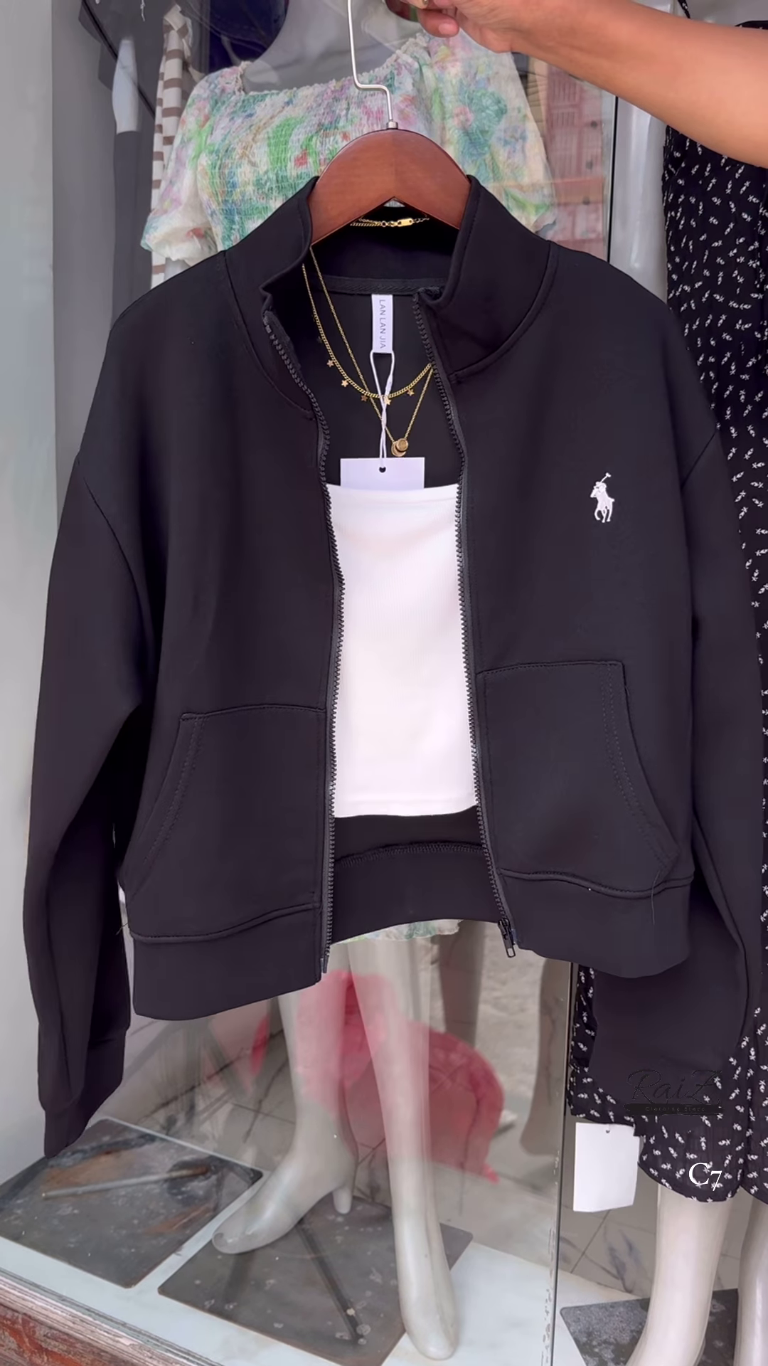 Zip-Up Layered Jackets 🧥✨ With High Collars & Gold Necklace Styling – Beige, White & Brown Variants