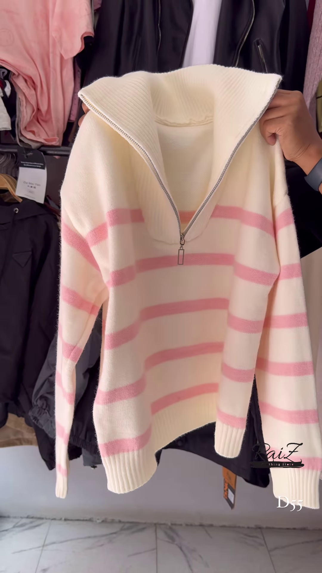 Half-Zip Striped Knit Sweaters 🧶⛷ With High Collar – Red, White & Blue Variants