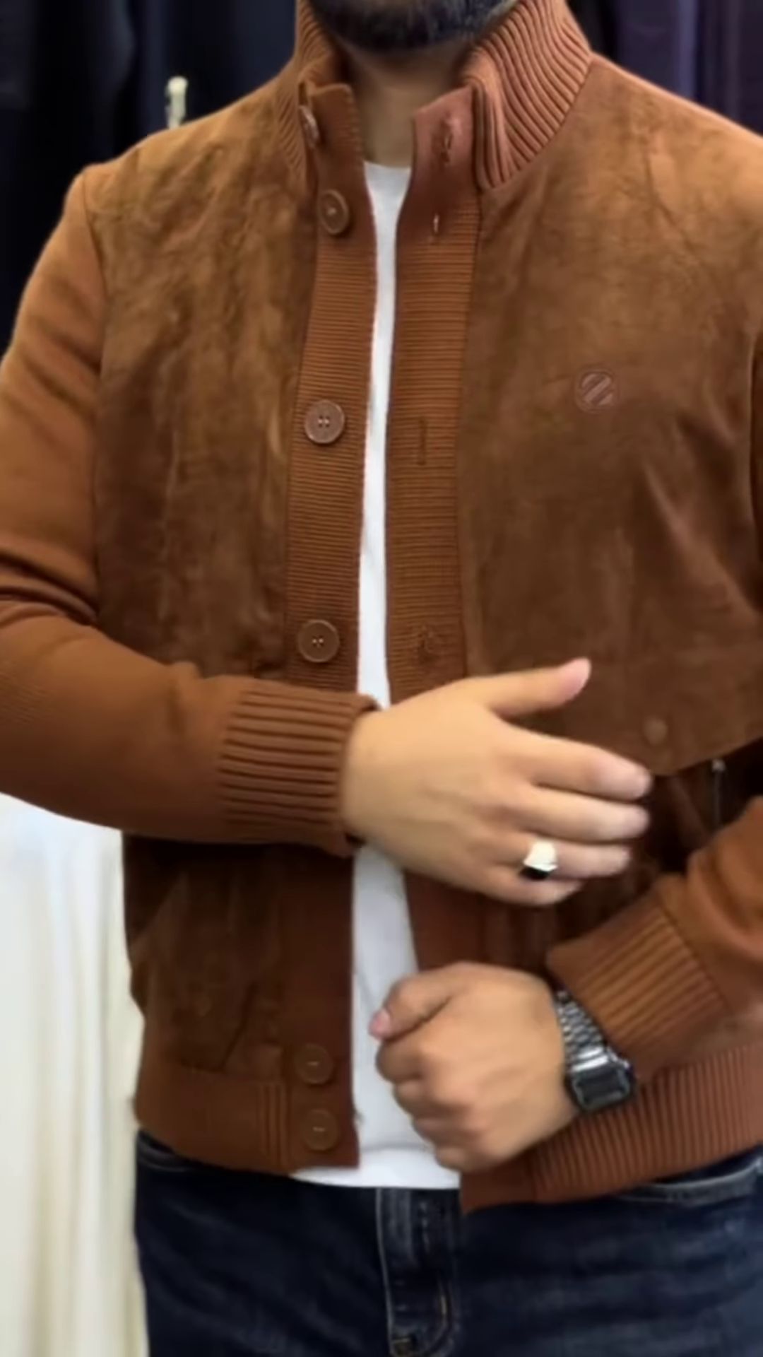 Textured Button-Up Knit Jacket 🧥🤎 With Ribbed Trim – Brown Variant