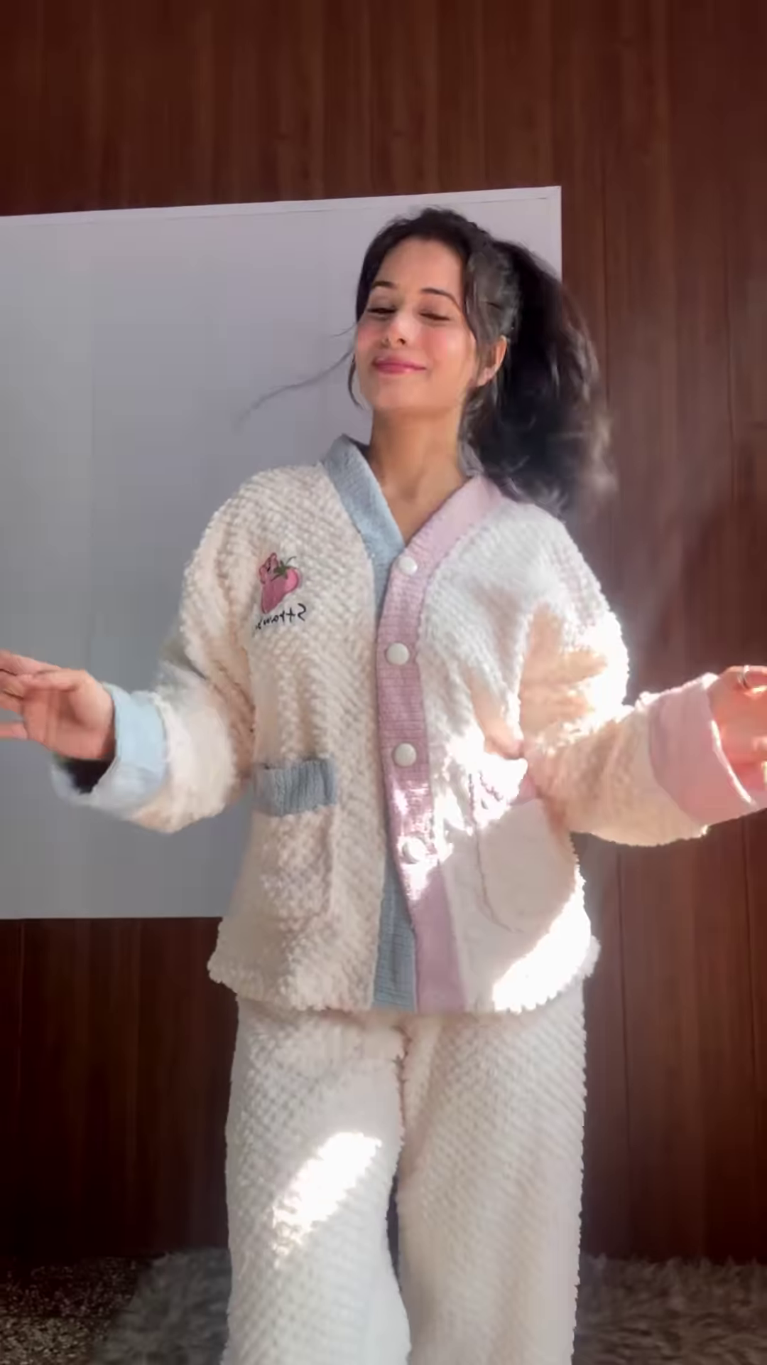 Plush & Fuzzy Co-ord Sets 🧸❄️ With Embroidery & Pastel Charm – Blue, Strawberry & Dog Variants