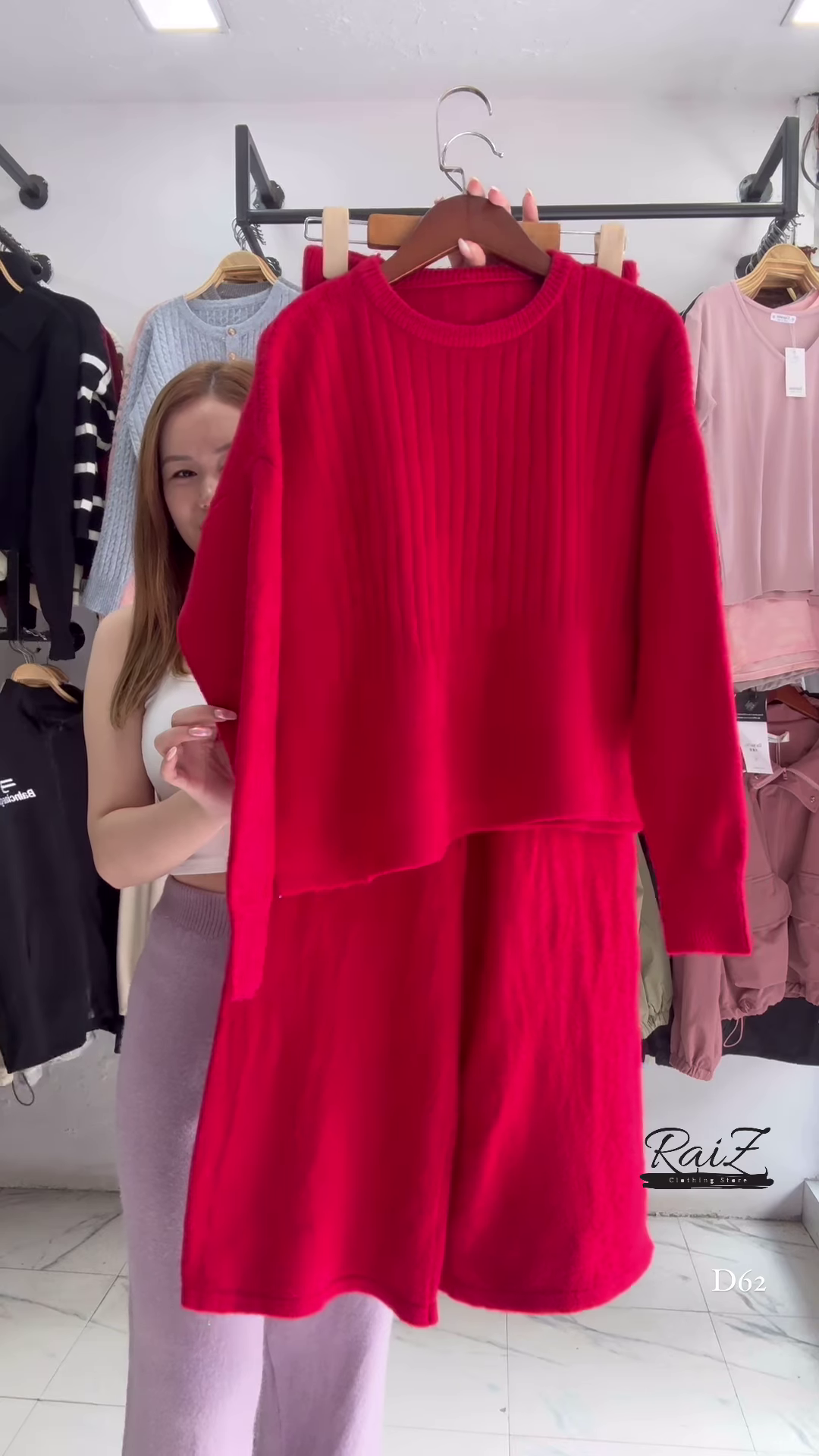 Solid Knit Co-ord Sets 🧶🖤 With Sweater & Matching Bottoms – Black, Red & Purple Variants