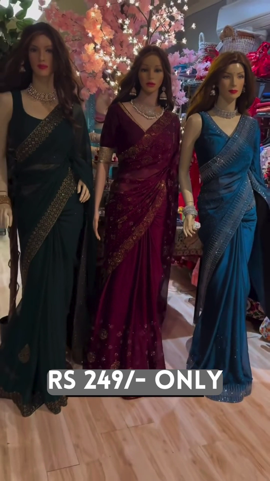 Elegant Embroidered Saree Collection – Jewel-Toned Glamour