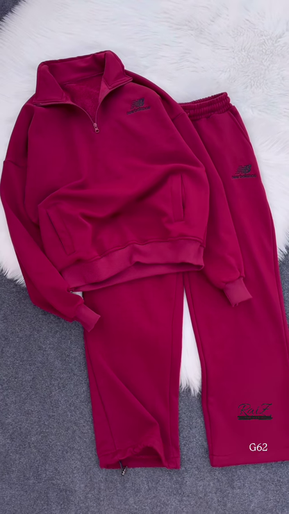 Zip-Up Tracksuit Sets 🧥👖 – Coordinated Sweatshirt & Jogger Combos in Grey, Red & Beige Variants