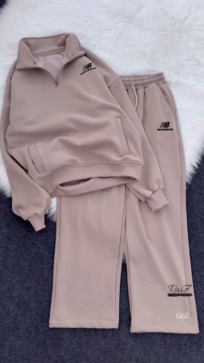 Zip-Up Tracksuit Sets 🧥👖 – Coordinated Sweatshirt & Jogger Combos in Grey, Red & Beige Variants