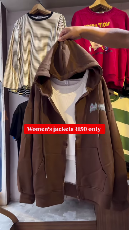Women’s Zip-Up Hoodies 🧥👚 – Layered Casualwear in Grey, Black & Brown Variants