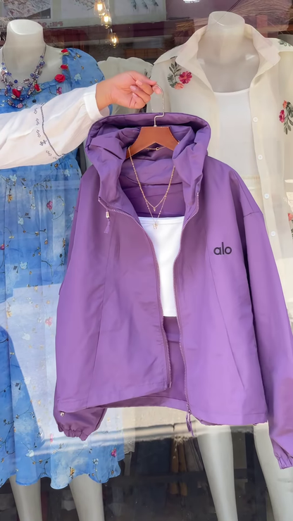 Boutique Hooded Zip-Up Jackets 🧥🌸 – Orange, White & Purple Variants with Layered Styling