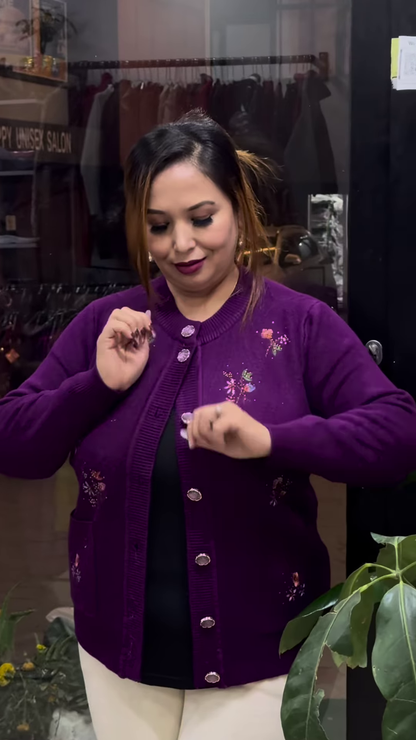 Embroidered Knit Cardigans 🧥🌸 – Available in 10 Vibrant Colors with Floral & Textured Detailing