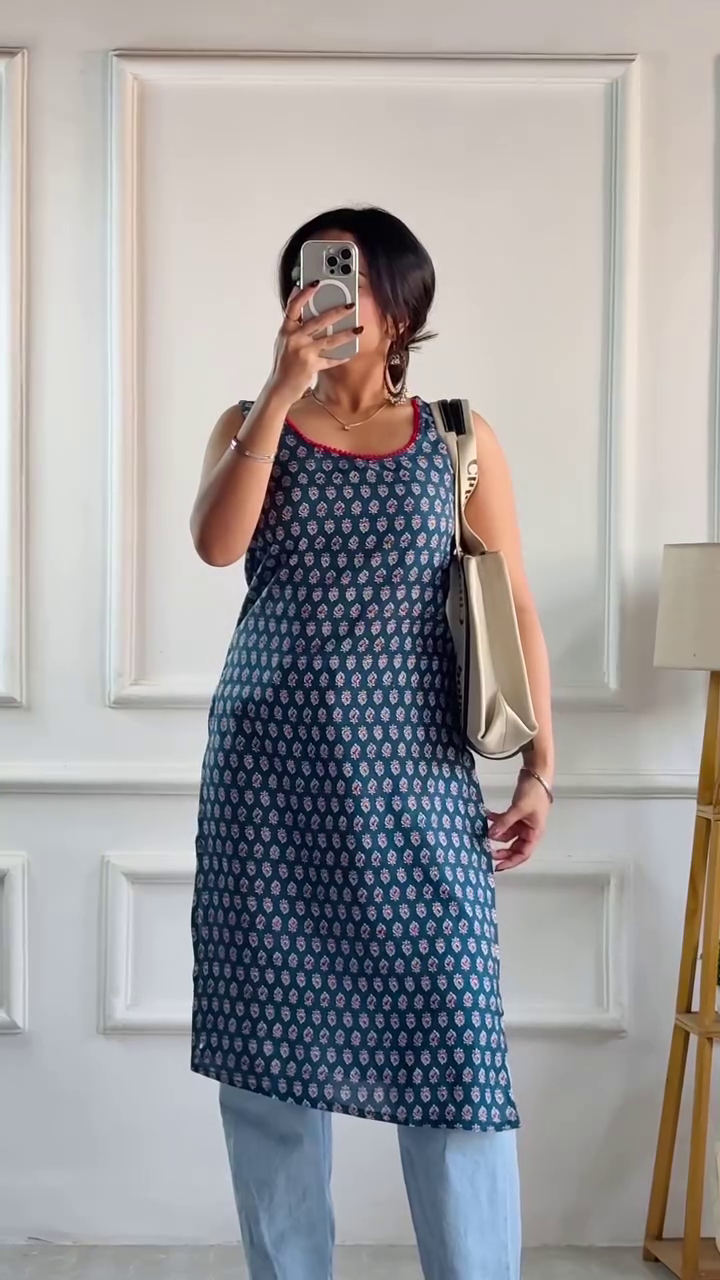 Blush Pink Floral Embroidered A-Line Kurti – Chic & Comfortable Ethnic Wear