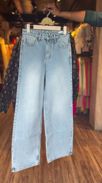 Black Sheer Monogram Shirt with Denim Shorts