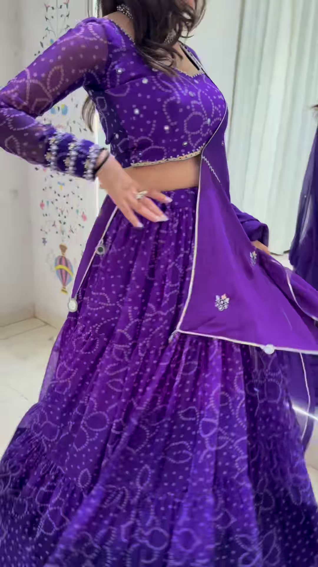 Purple Regal Embroidered Lehenga Choli with Elegant Full-Sleeve Blouse and Draped Dupatta – Crafted for Graceful Festive Moments