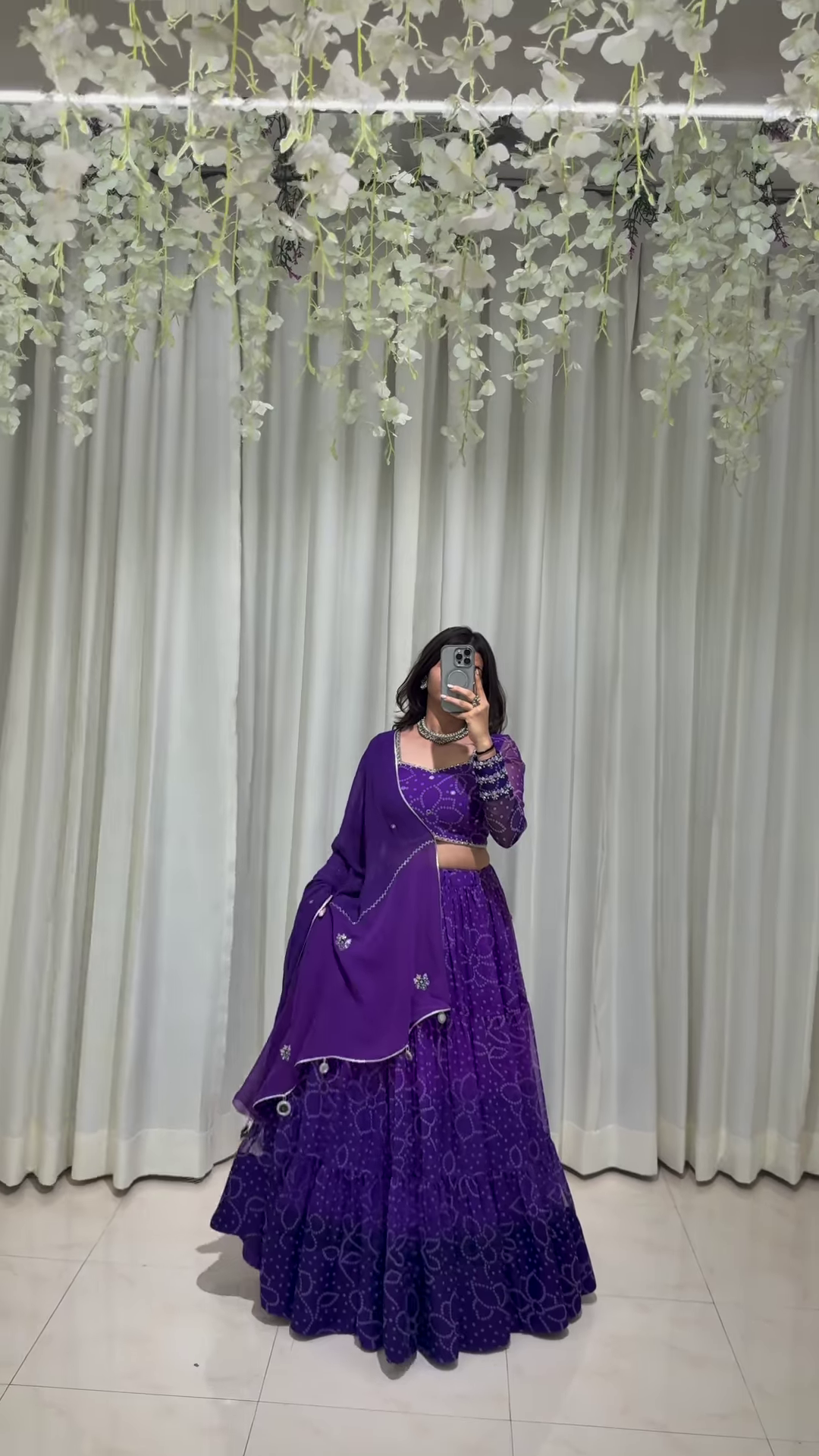 Purple Regal Embroidered Lehenga Choli with Elegant Full-Sleeve Blouse and Draped Dupatta – Crafted for Graceful Festive Moments