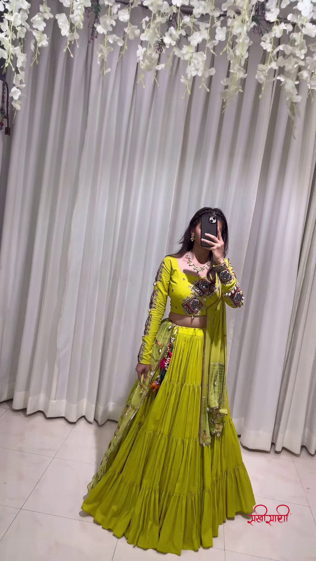 Sunshine Yellow Embroidered Lehenga Choli with Mirror Work and Flowing Dupatta – Designed for Radiant Festive Splendor