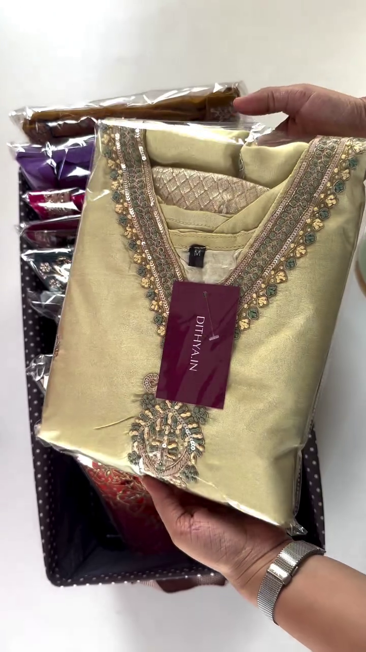 Golden Brown Embroidered Kurta – Elegant Festive Wear