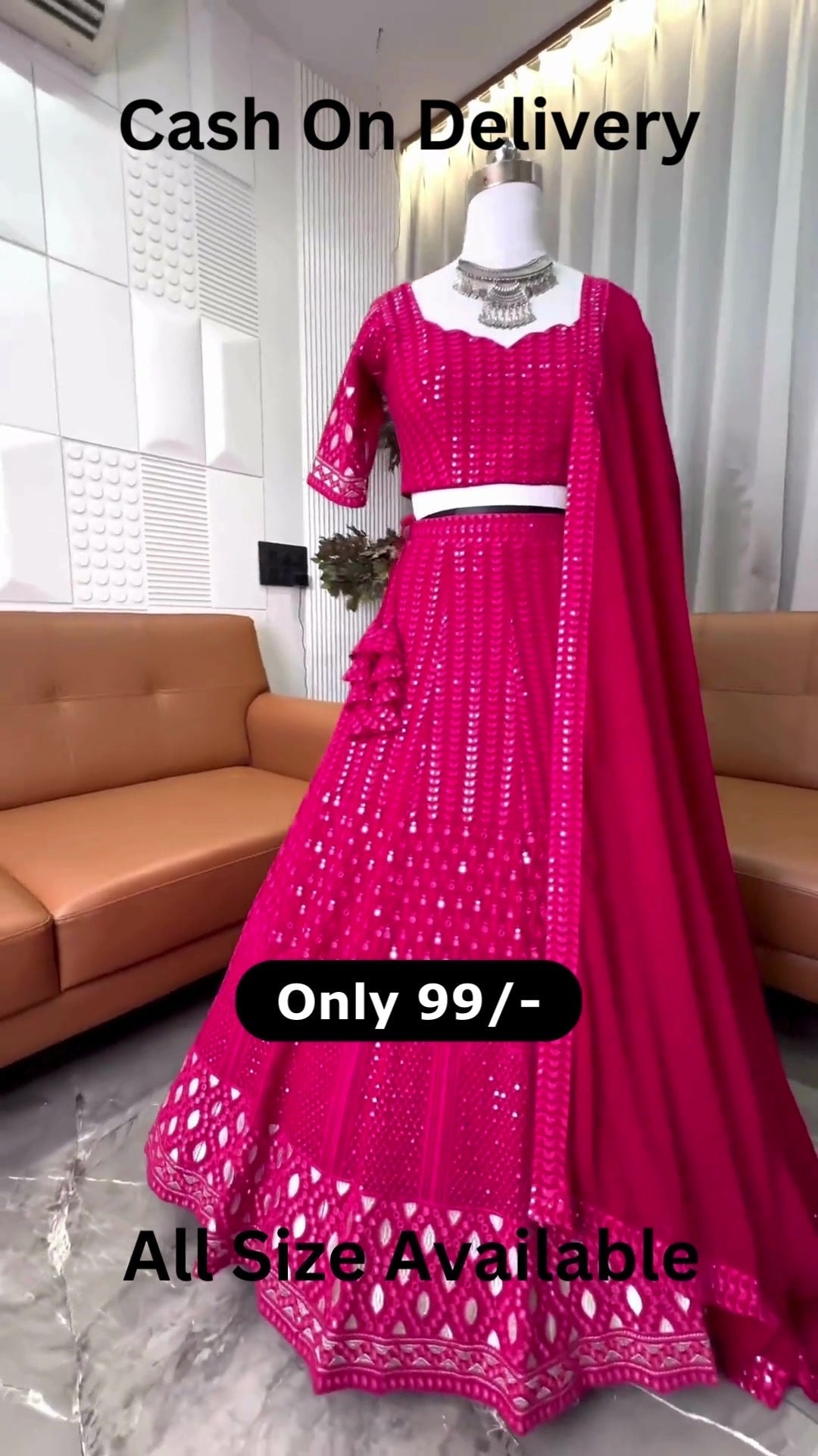 Pink color Sequence Embroidery work Designer Wedding Lehenga