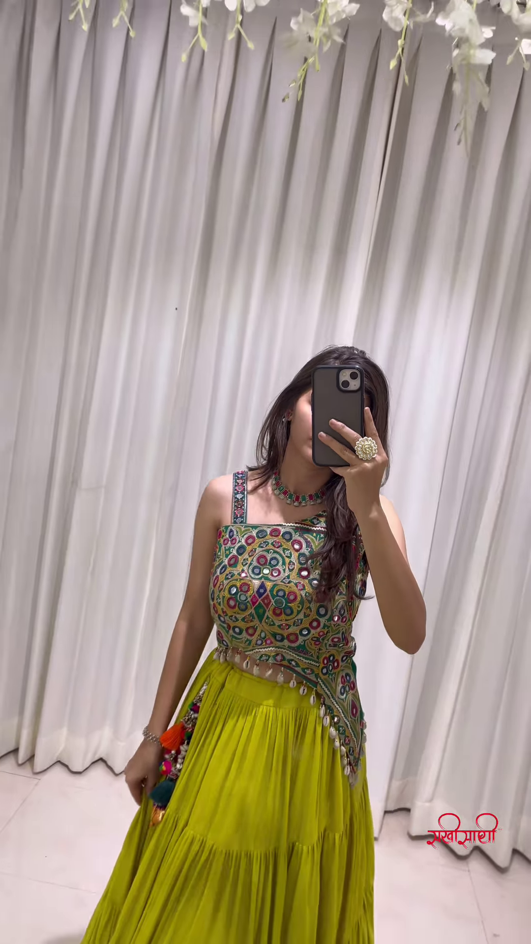 Bright Yellow Tiered Lehenga Choli with Multicolored Embroidery – A Joyful Burst of Style for Raksha Bandhan and Festive Days