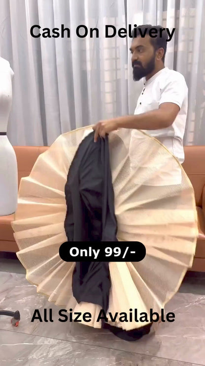 Embroidered Net Lehenga in Black