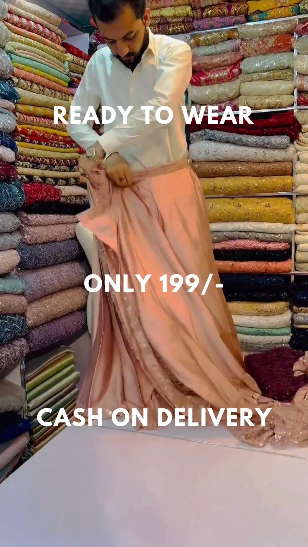 Ready To Wear Pink organza saree with embellishments