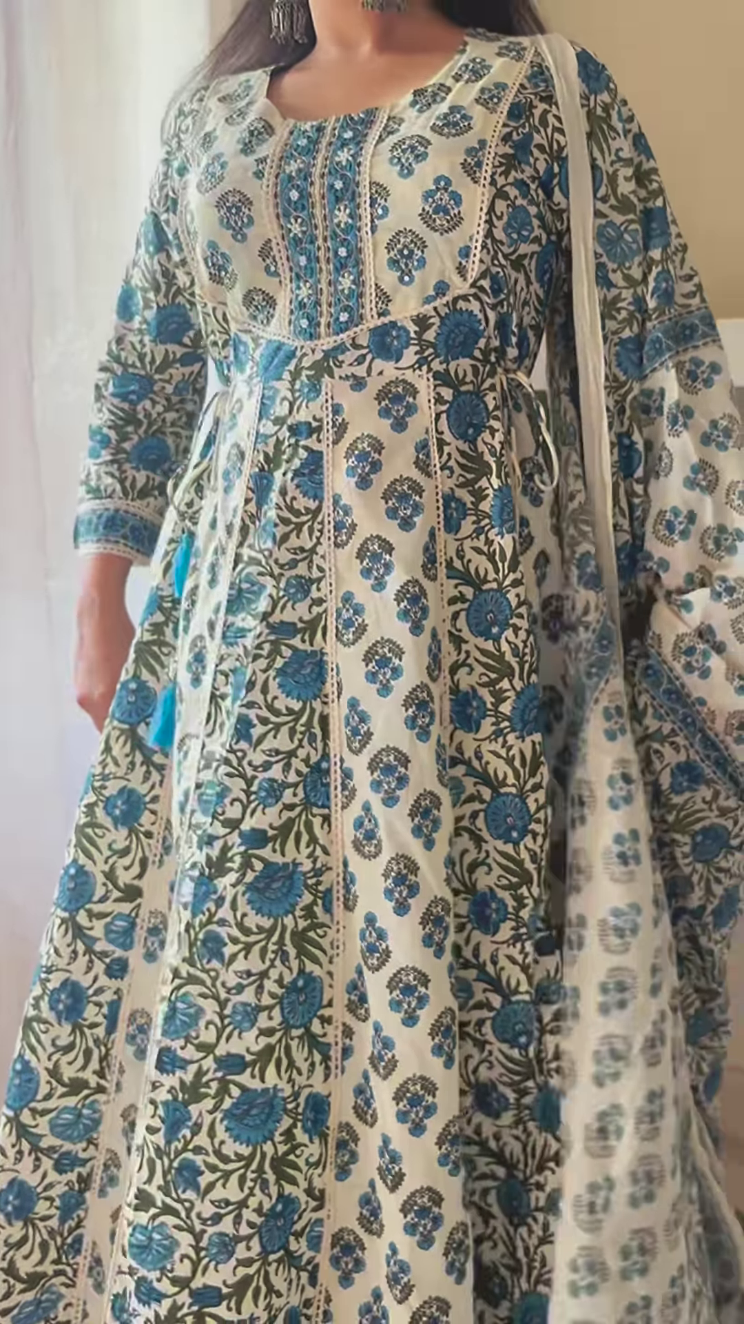 Purple Printed Maxi Dress with Indoor Greenery – Artistic Layers of Bohemian Grace