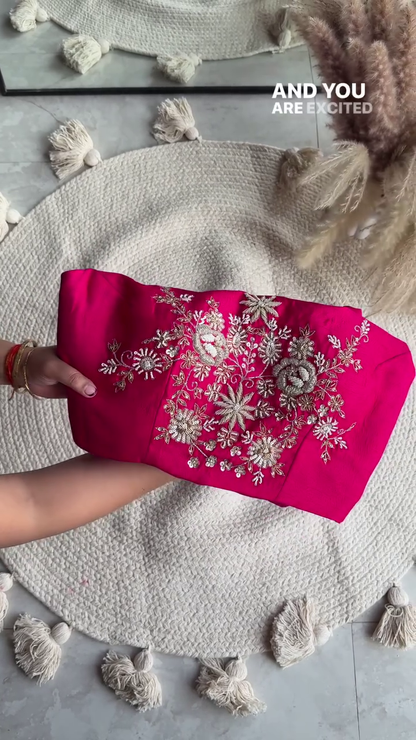 Elegant Hot Pink Hand-Embroidered Lehenga Set – Festive & Wedding Wear