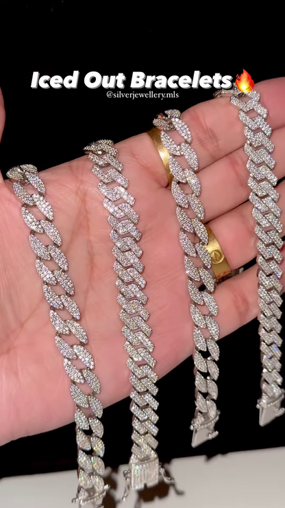 Iced Out Cuban Link Bracelets – Diamond or Cubic Zirconia Pave Set