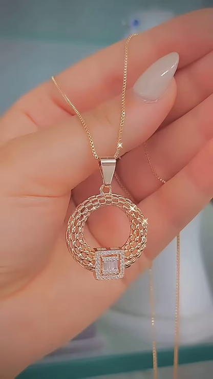Elegant Rose Gold-Toned Double Heart Necklace with Sparkling Accents