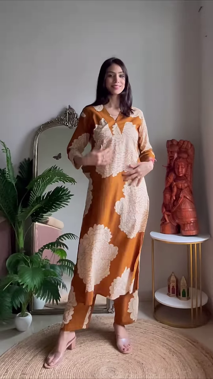 Ivory Embroidered Kurta Set in Boho-Chic Interior – Graceful Tradition Meets Artistic Living