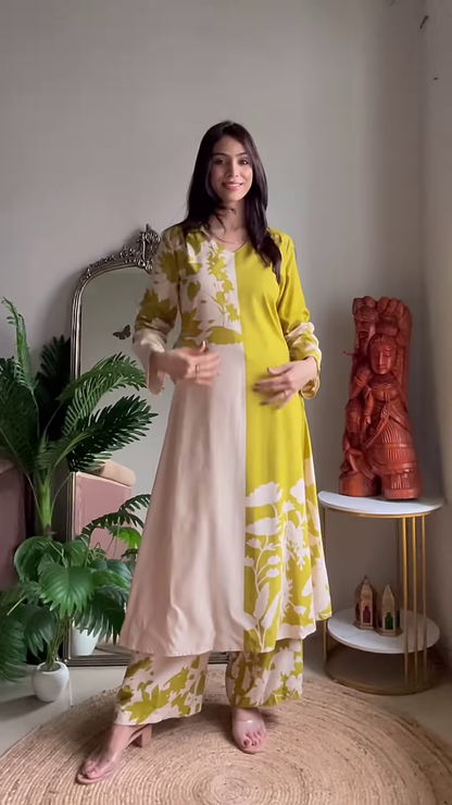 Ivory Embroidered Kurta Set in Boho-Chic Interior – Graceful Tradition Meets Artistic Living