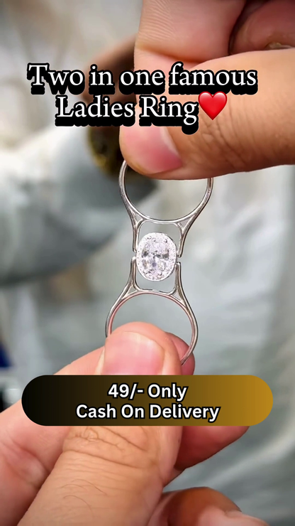 Elegant 2-in-1 Oval Cut Cubic Zirconia Solitaire Ring with Halo