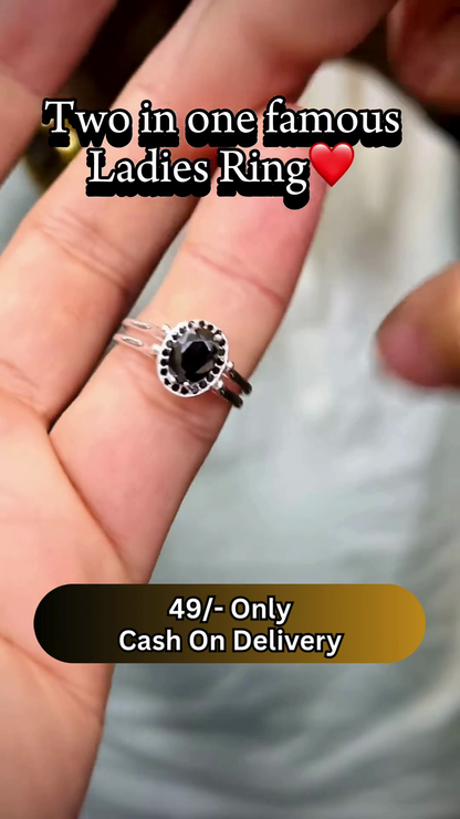 Elegant 2-in-1 Oval Cut Cubic Zirconia Solitaire Ring with Halo