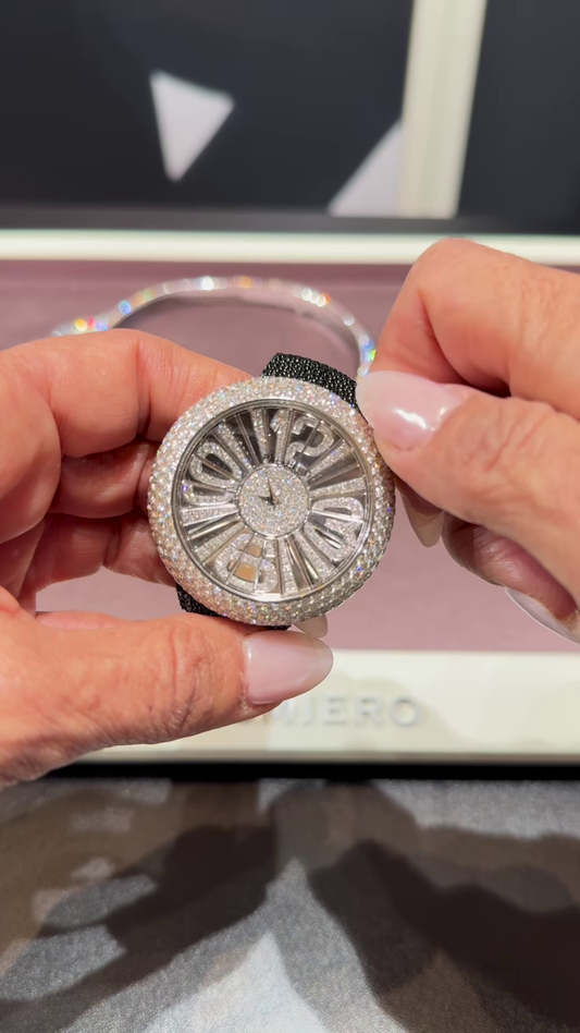 Dazzling Diamond Pave Ladies’ Wristwatch with Unique Radial Dial