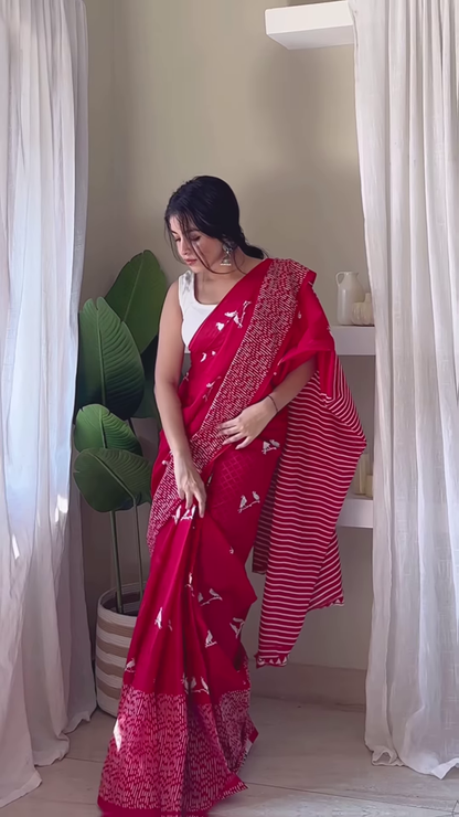 Yellow Polka Dot Saree in Sunlit Interior – Retro Charm with Contemporary Poise