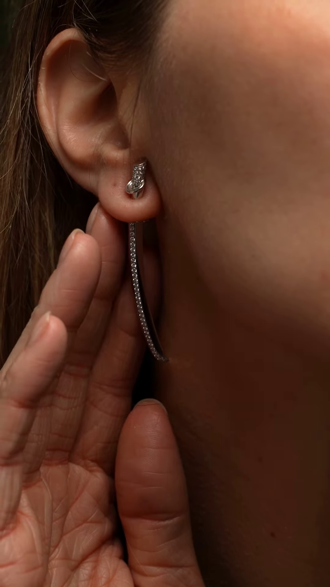 Modern Silver-Toned Linear Drop Earrings with Red Gemstone and Crystal Accents