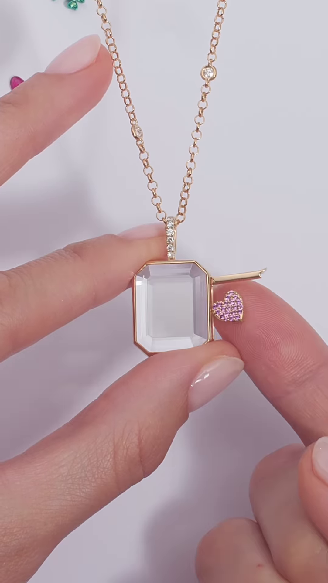 Whimsical Gold-Toned Shaker Necklace with Floating Pink Bag and Gold “BOSS” Charm