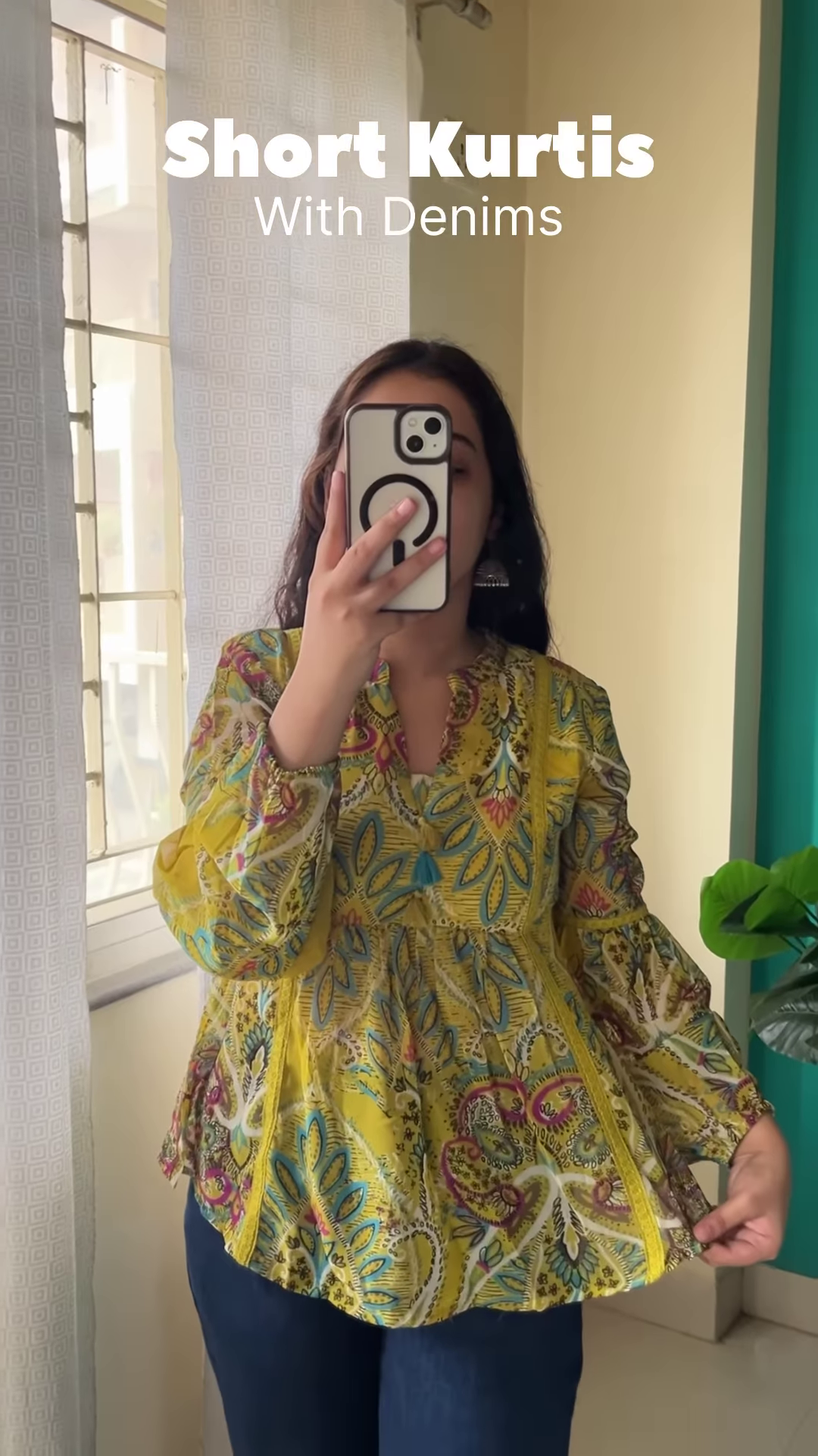 Rust Floral Blouse with Blue Denim – Casual Chic for Everyday Stories