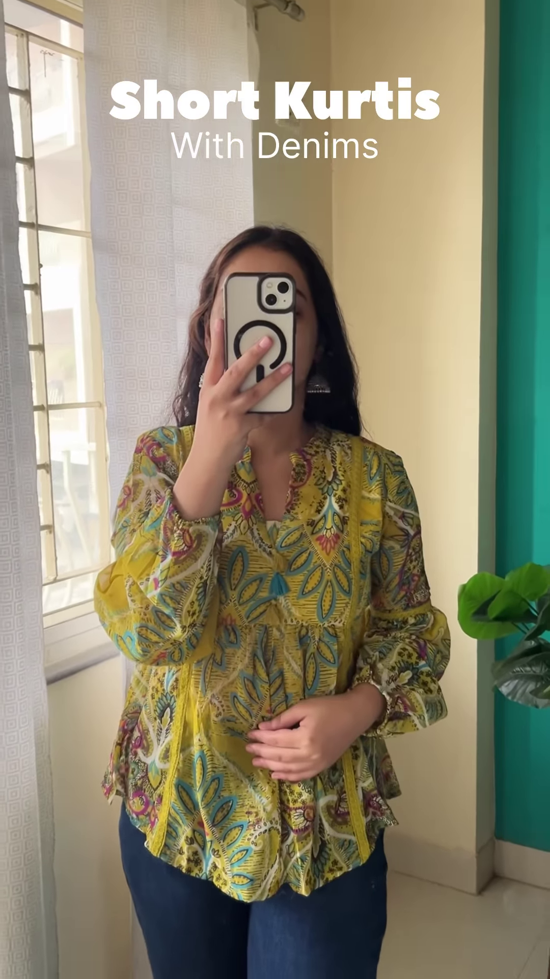 Rust Floral Blouse with Blue Denim – Casual Chic for Everyday Stories