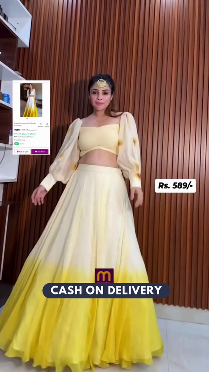 Printed Lace Lehenga Choli Set with Dupatta