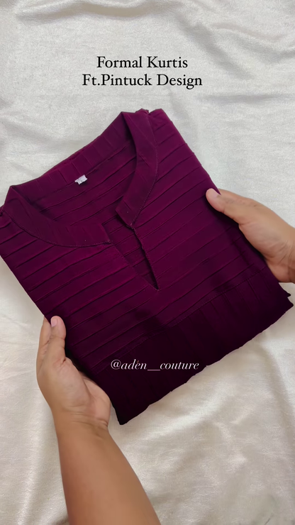 Elegant Pintuck Design Formal Kurti – Teal Blue