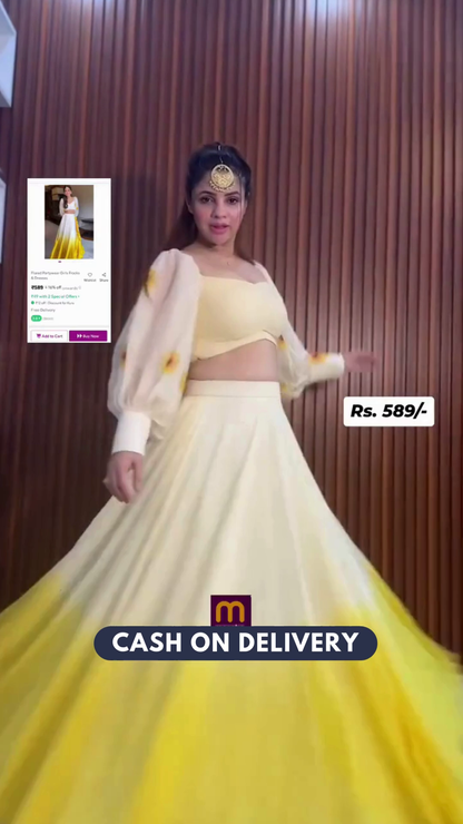 Printed Lace Lehenga Choli Set with Dupatta