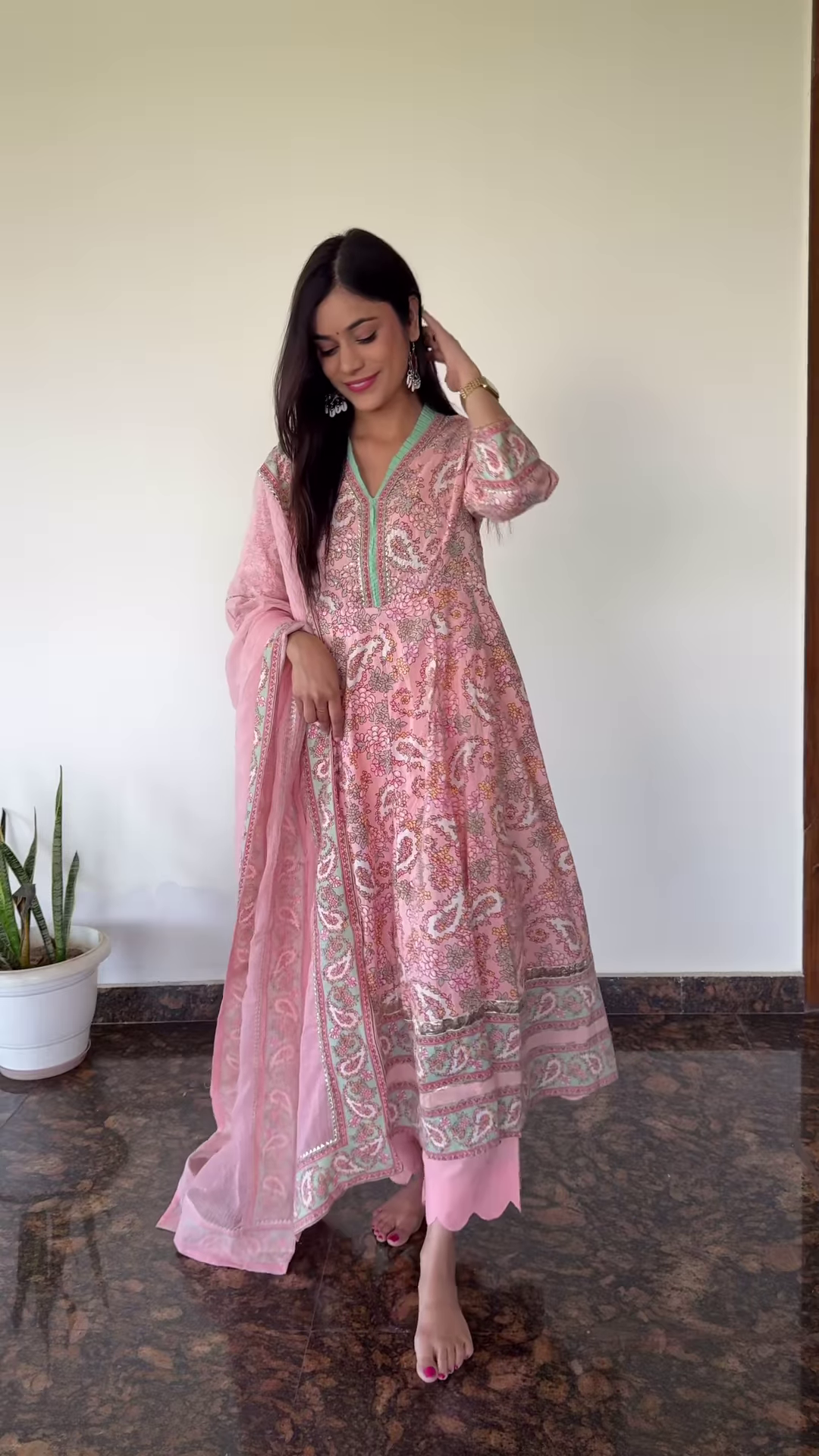 Sunlit Yellow Printed Kurta Set with Festive Pink Dupatta – Vibrance in Motion
