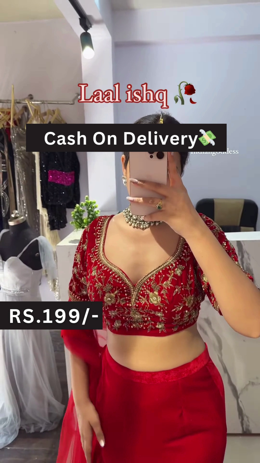 Laal Ishq Red Embroidered Lehenga Choli Set with Sheer Dupatta – Festive Elegance on a Budget