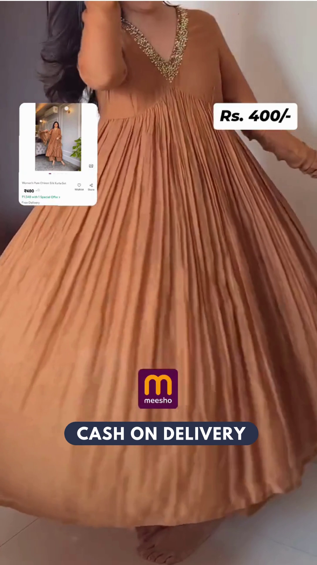 Sublime Brown Color Pure Chinon Silk Embroidery Sharara Suit