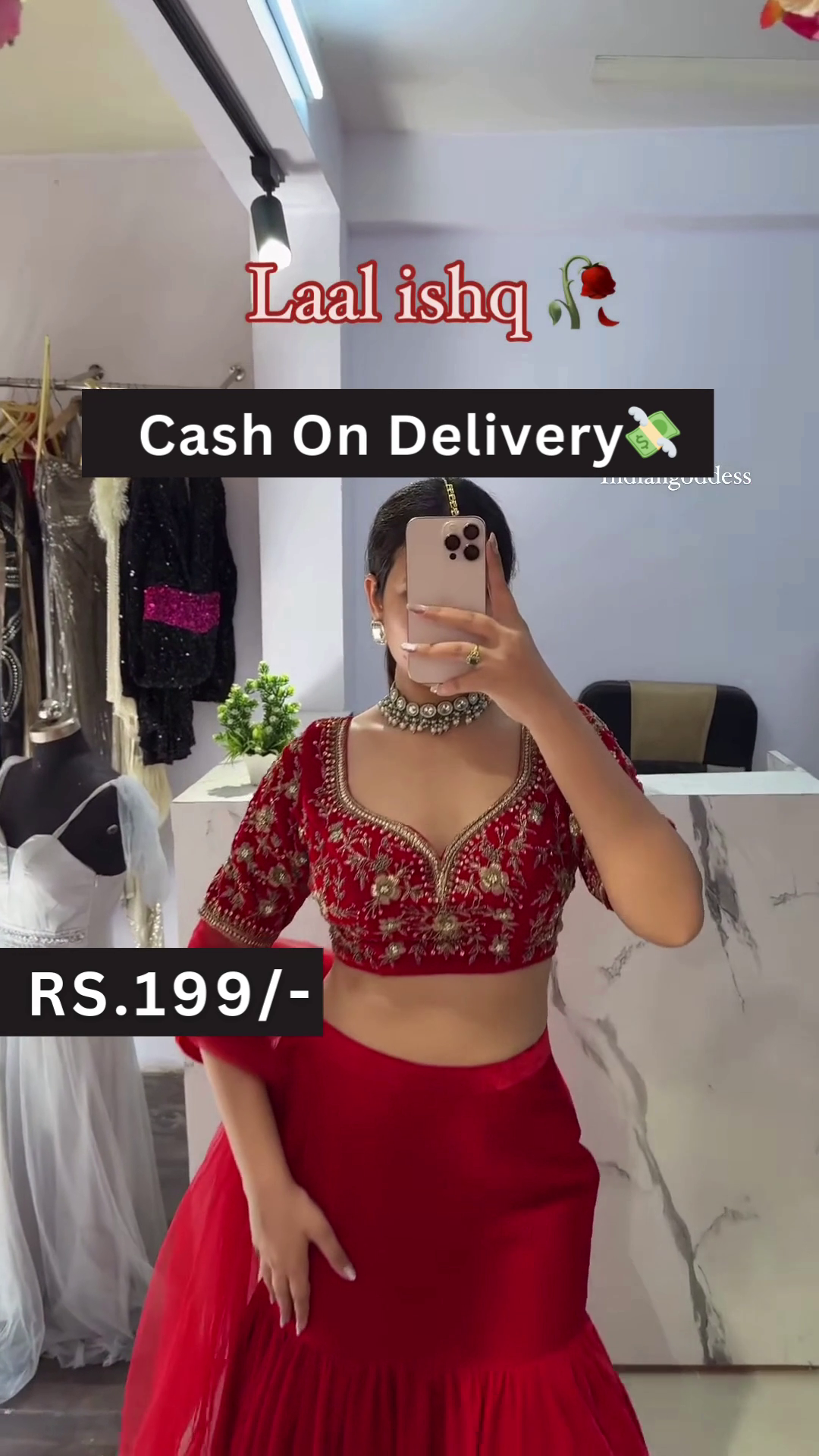 Laal Ishq Red Embroidered Lehenga Choli Set with Sheer Dupatta – Festive Elegance on a Budget