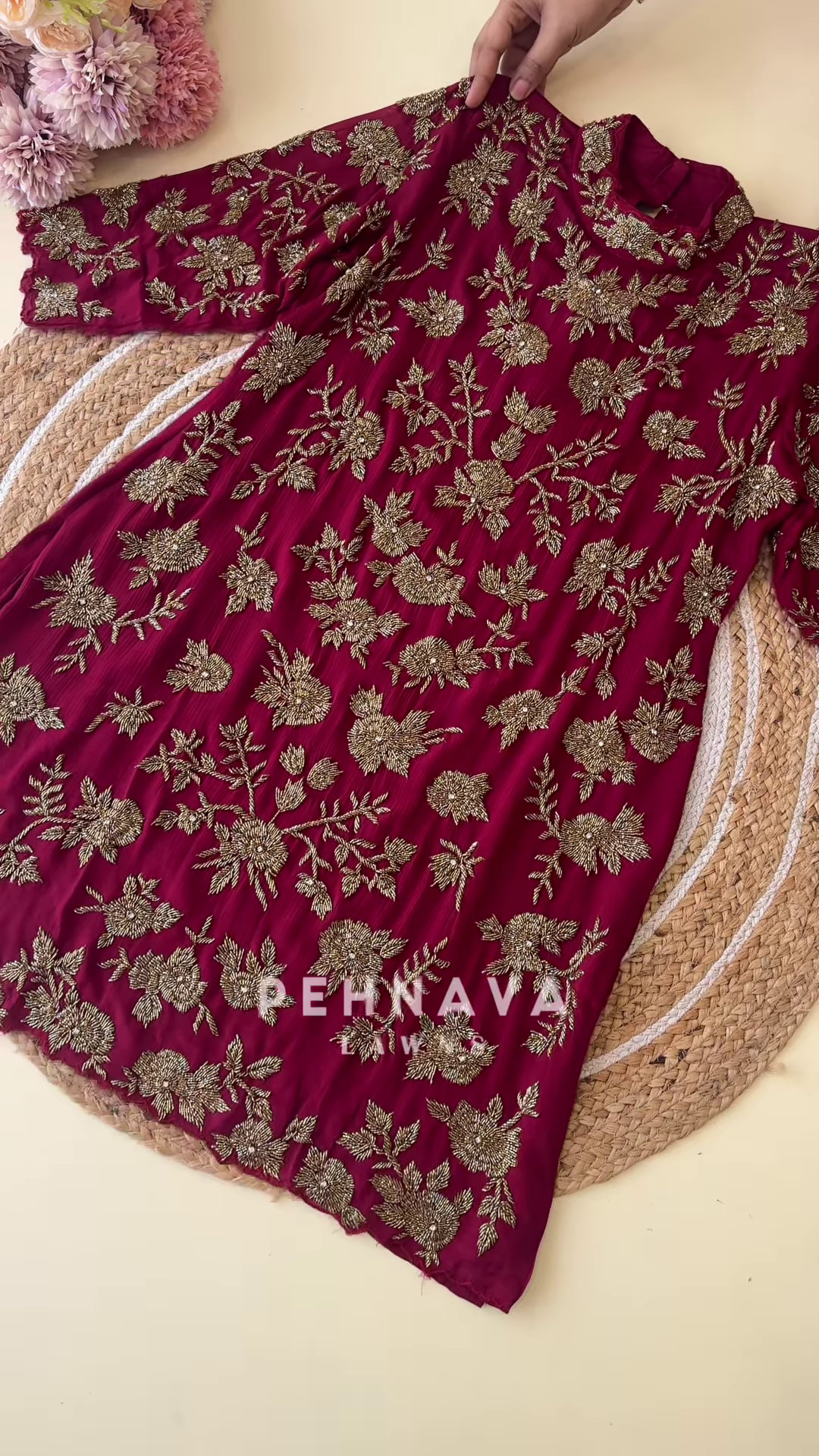 Elegant Maroon Embroidered Long Kurti – Traditional Festive Wear